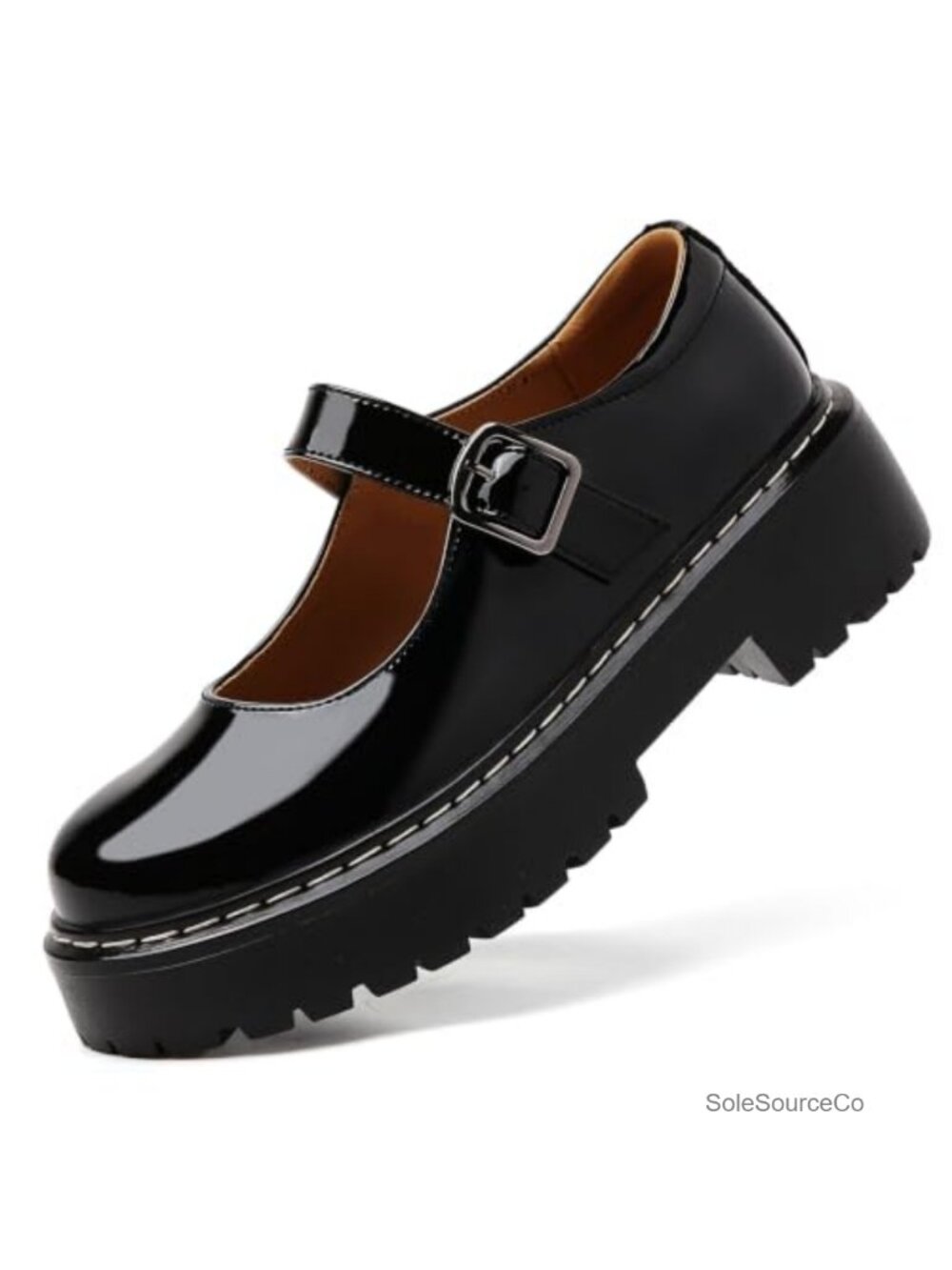 Chunky Mary Jane Flats Platform Block Heel Women's Shoes Non-Slip Memory Foam